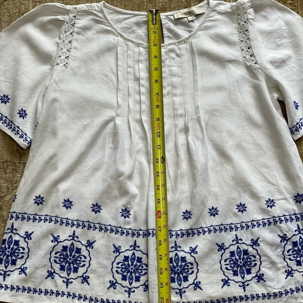 Loft, Pretty Cotton Linen Top, Size S - Picture 2 of 5